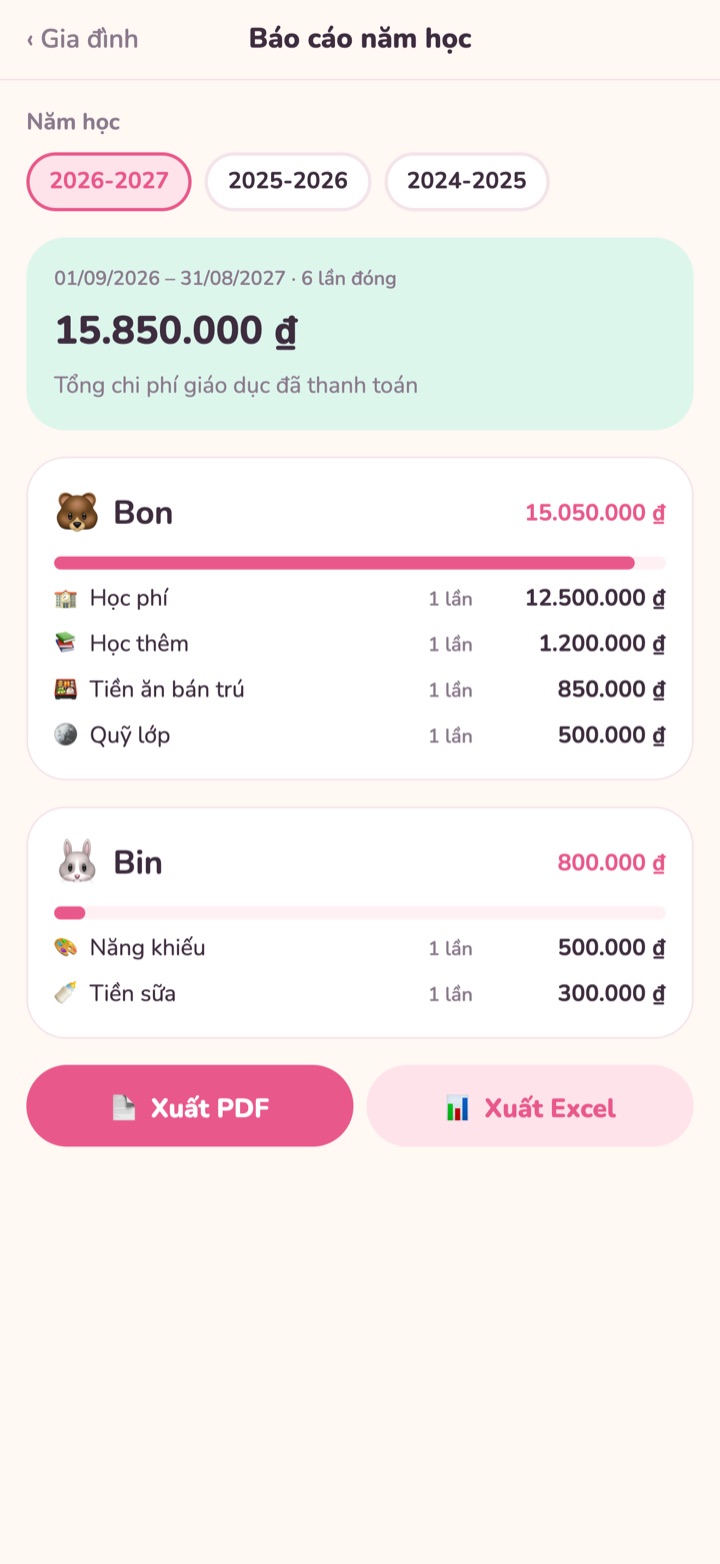 Học phí của bé, rõ từng đồng